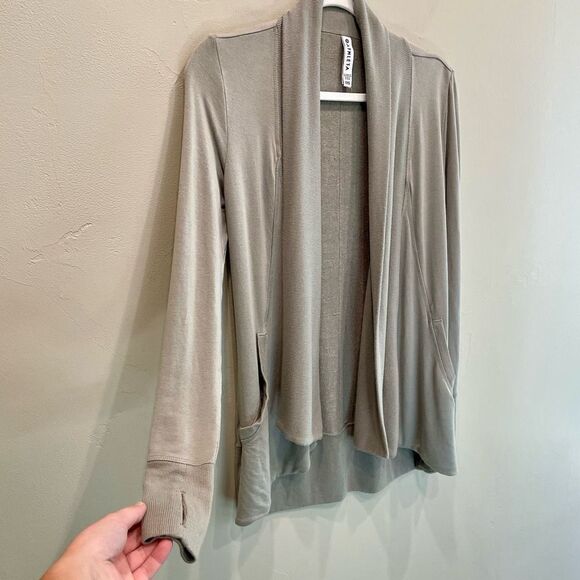Athleta Sage Green Gray Open Front Cardigan - Size: XXS - Picture 5 of 15